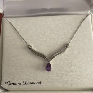 Amethyst diamond necklace